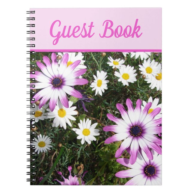 Guest Bok Daisy Snygg Rosa blommigt Flower Anteckningsbok (Framsidan)