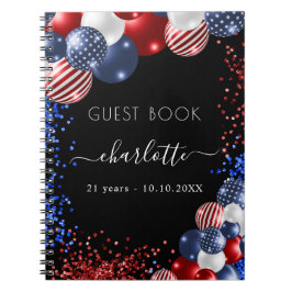 Guest bok födelsedag patriotisk rött vitt blått anteckningsbok