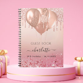 Guest bok födelsedag ro guld rosa glitter anteckningsbok