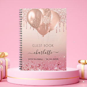 Guest bok födelsedag ro guld rosa glitter anteckningsbok