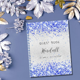 Guest bok födelsedag silver royal blå glitter anteckningsbok