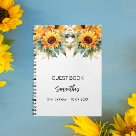 Guest bok födelsedag: solblommor, vattenfärg anteckningsbok