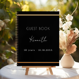 Guest bok födelsedag svart guld minimalist
