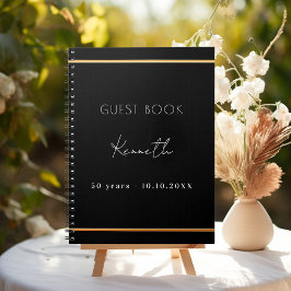 Guest bok födelsedag svart guld minimalistbudget anteckningsbok