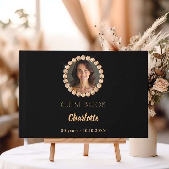 Guest bok födelsedag, svarta guld fotodiamanter (Skapare uppladdad)