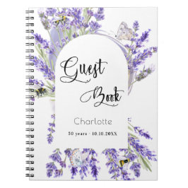 Guest bok födelsedagsfest lavender violet blommigt anteckningsbok