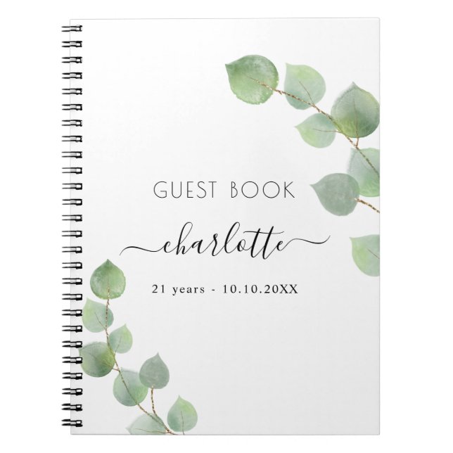 Guest bok födelsedagskalender eucalyptus greenery anteckningsbok (Framsidan)