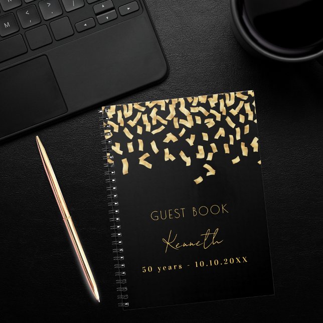 Guest bok födelsedagskalender svart guld konetti anteckningsbok (Skapare uppladdad)