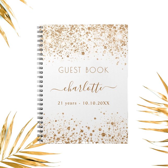 Guest bok födelsedagskalenskript guld glitter namn anteckningsbok (Skapare uppladdad)
