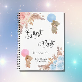 Guest bok gender avslöjar pampas puckel babydusch anteckningsbok