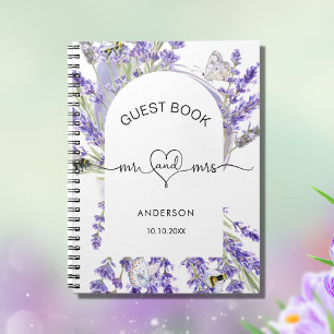 Guest bok lavender violet blommigts bröllop anteckningsbok