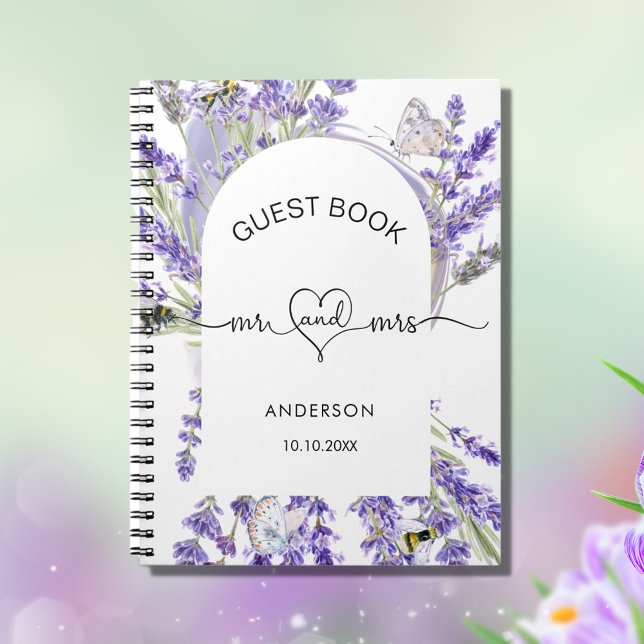 Guest bok lavender violet blommigts bröllop anteckningsbok (Skapare uppladdad)