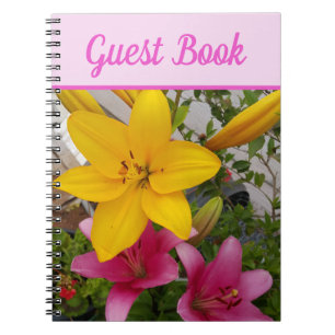 Guest Bok Lily BeSnyRosa blommigt Flower Anteckningsbok