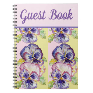 Guest Bok Pansy Lila Flower Watercolor Art Anteckningsbok
