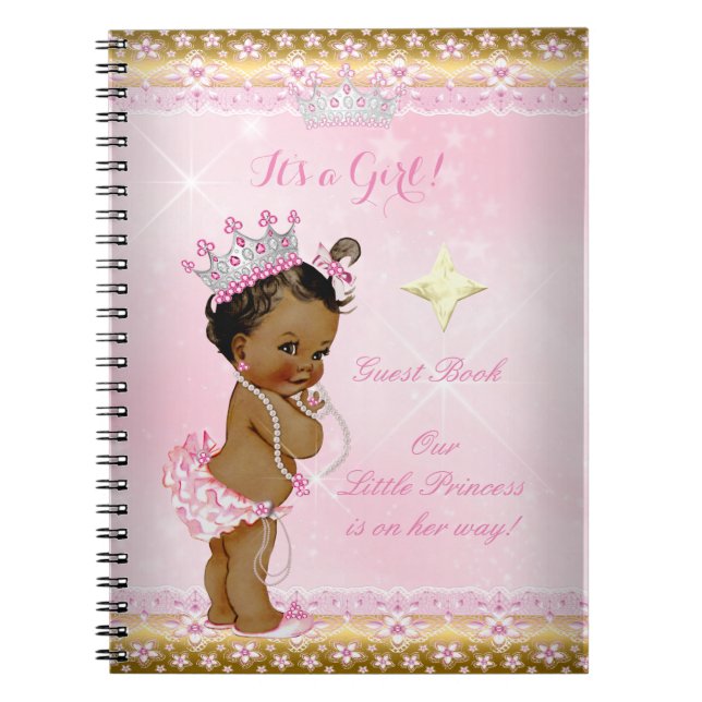 Guest Bok Princess Baby Shower Rosa Ethnic Girl Gi Anteckningsbok (Framsidan)