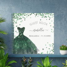 Guest bok Quinceanera emerald grönt dress