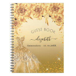 Guest bok Quinceanera guld glitter Anteckningsbok