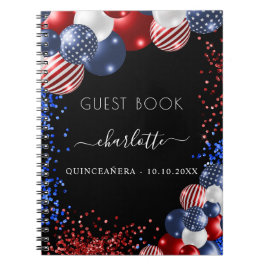 Guest bok Quinceanera patriotic rött vitt blått Anteckningsbok