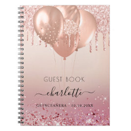 Guest bok Quinceanera ro guld rosa glitter Anteckningsbok