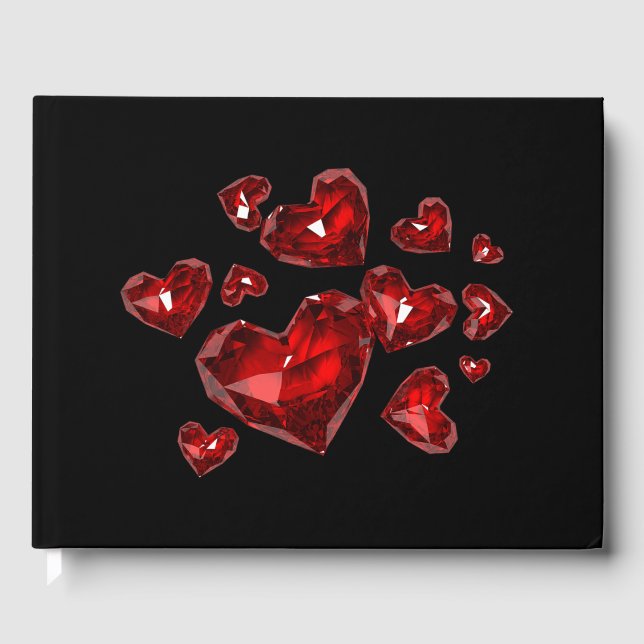 Guest Bok-Red Jeweled Hearts Gästböcker (Framsida)