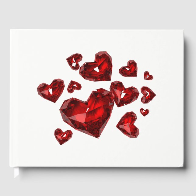 Guest Bok-Red Jeweled Hearts Gästböcker (Framsida)