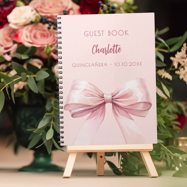 Guest bok  rosa bow Quinceanera Anteckningsbok (Skapare uppladdad)