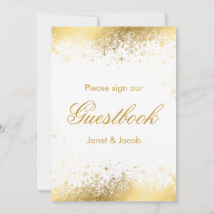 Guest Bok Sign - Snyggt White och Guld Snowflake