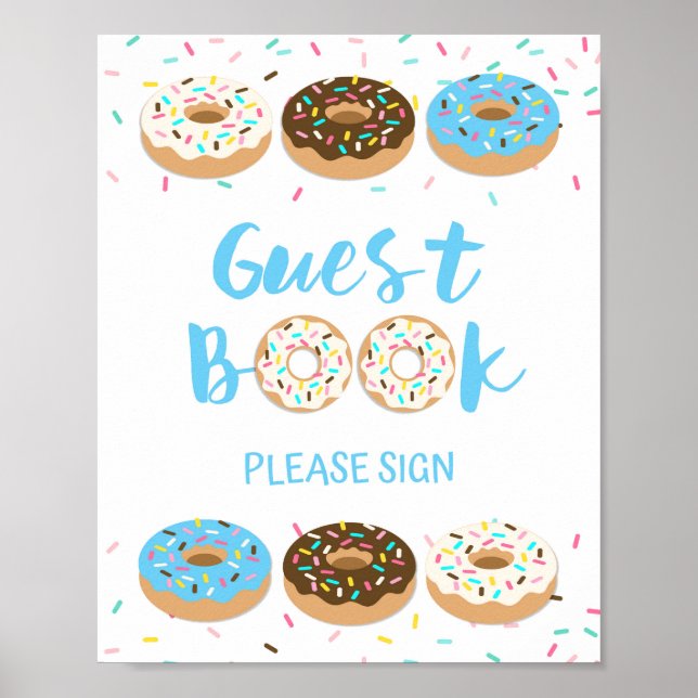 Guest Bok signera Blue Donut Sprinkle Sign Poster (Framsidan)