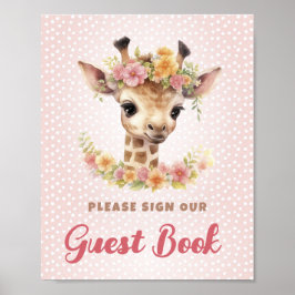 Guest Bok Signing Station Girl Safari Birthday Poster