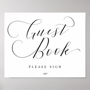 Guest Bok Skriv under Elegant Calligraphy Bröllop Poster