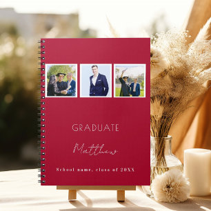Guest bok studenten-röd, vit foto namn anteckningsbok