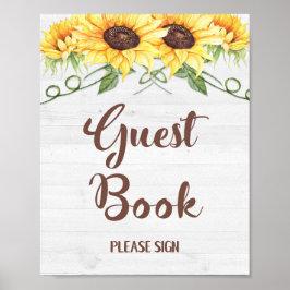 GUEST BOK Sunblommor Party eller Shower-tecken Poster