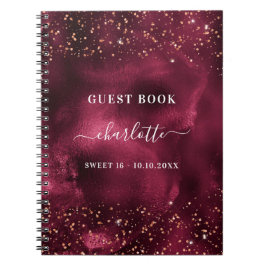 Guest bok Sweet 16 burgundy ro guld glitter Anteckningsbok
