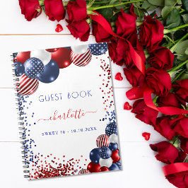 Guest bok Sweet 16 patriotic rött vitt blått Anteckningsbok