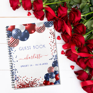Guest bok Sweet 16 patriotic rött vitt blått Anteckningsbok