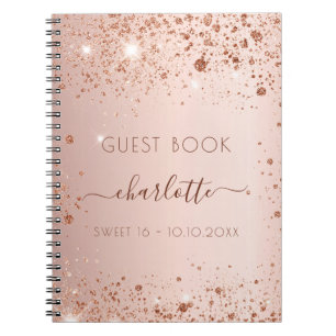 Guest bok Sweet 16 ro guld miniatyrdiagram Anteckningsbok