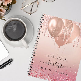Guest bok Sweet 16 ro guld rosa glitter Anteckningsbok
