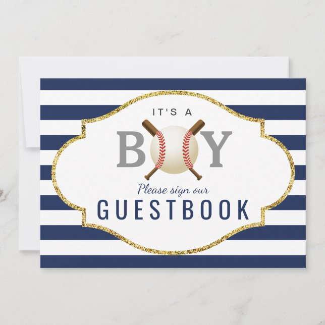 Guest Bok-tecken | Baseball Boy Baby Shower Inbjudningar (Framsida)