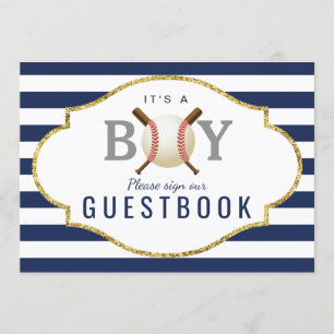 Guest Bok-tecken   Baseball Boy Baby Shower Inbjudningar