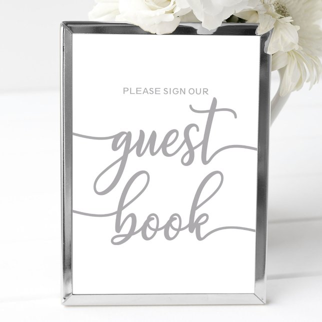 Guest Bok-tecken Elegant Silver Calligraphy Poster (Skapare uppladdad)