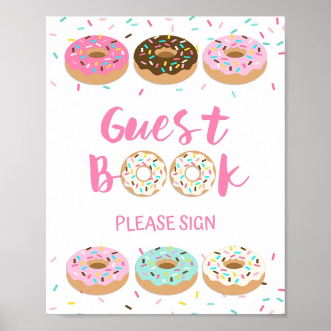 Guest Bok-tecken Rosa Donut Bord-tecken Poster (Framsidan)