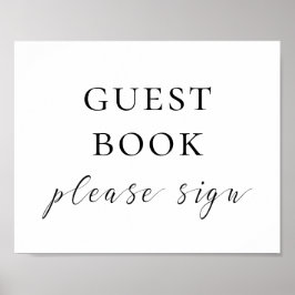 Guest bok-tecken. Svartvit skript bröllop Poster