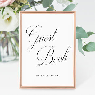 Guest Bok Vintage Elegance Script Bröllop Poster