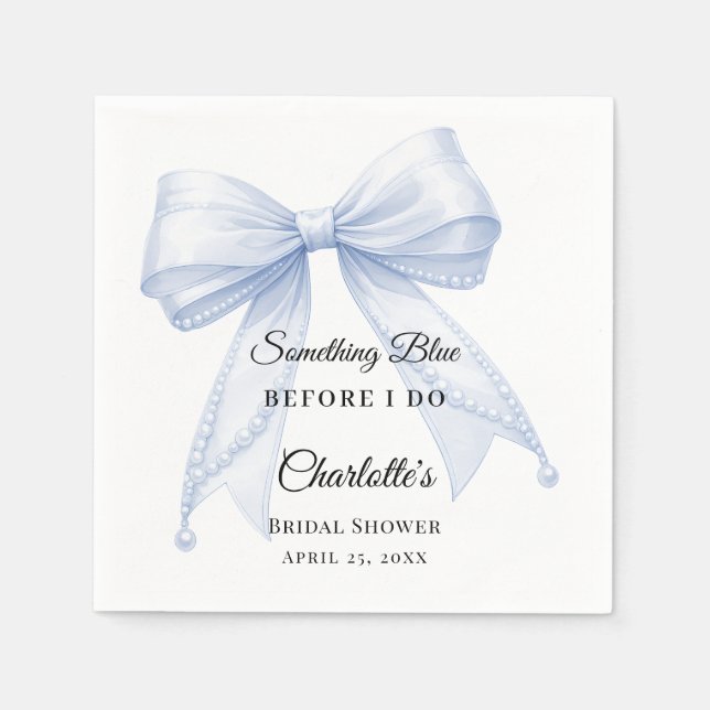Guest book Bridal Shower bow something blue Pappersservett (Framsidan)