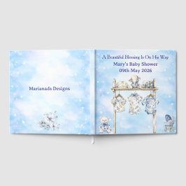 Guest Book-Editable Blue Chinoiserie Baby Shower  Gästböcker