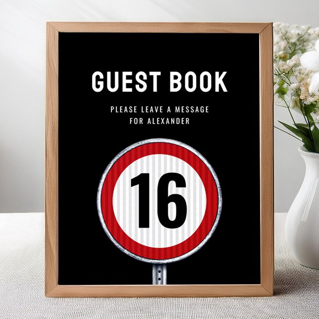 Guest book sign 16th Birthday Speed Limit  Poster (Skapare uppladdad)