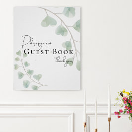 Guest Book Sign with Eucalyptus Leaves Perfect Poster
