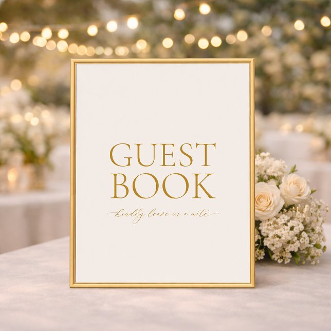 Guest Book Wedding Sign – Elegant Gold Calligraphy Poster (Skapare uppladdad)