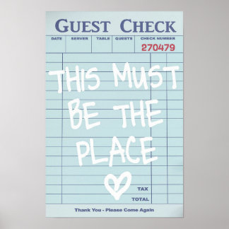 Guest Check Print, Dorm Art Print Poster