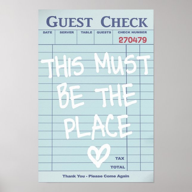Guest Check Print, Dorm Art Print Poster (Framsidan)